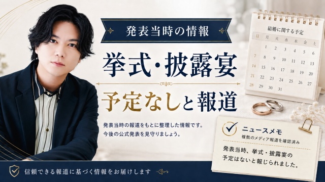 挙式や披露宴の予定が発表当時はないと報じられたことを示すイメージ画像