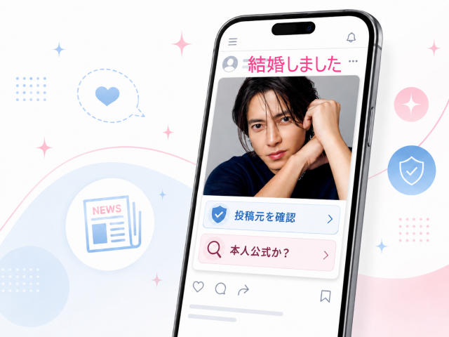 Instagram上の結婚しました投稿が山Pの結婚報告疑惑の発端になったことを示す画像